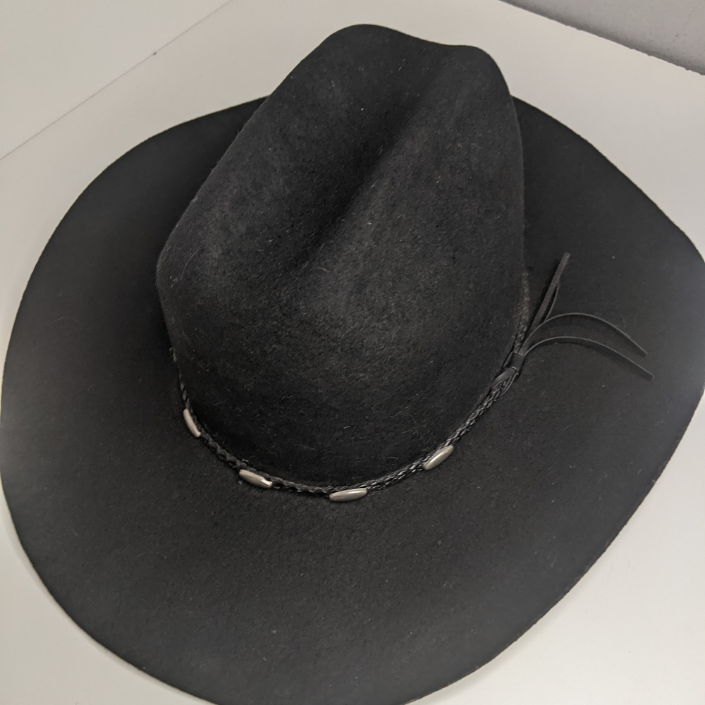 Men's Classic Black Cowboy Hat with Braided Detail